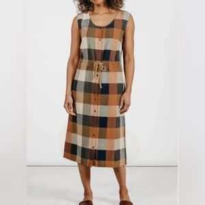 Bridge & Burn Organic Cotton Hemp Plaid Janice Dress Sustainable Size Large